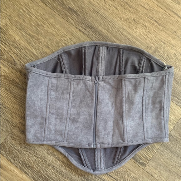 Grey Suede Corset Top & Leggings Set - Picture 8 of 9